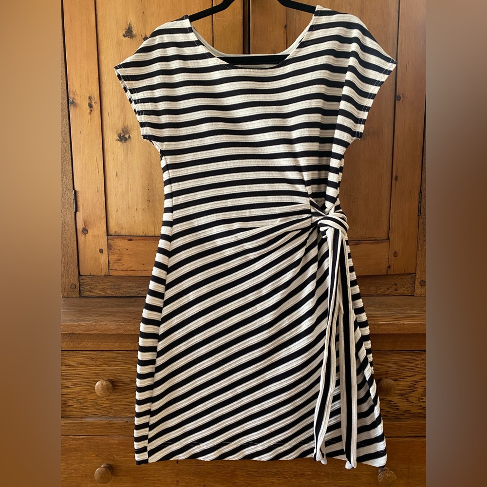 Anthropologie Saturday Sunday Black and Cream Striped Mini Dress